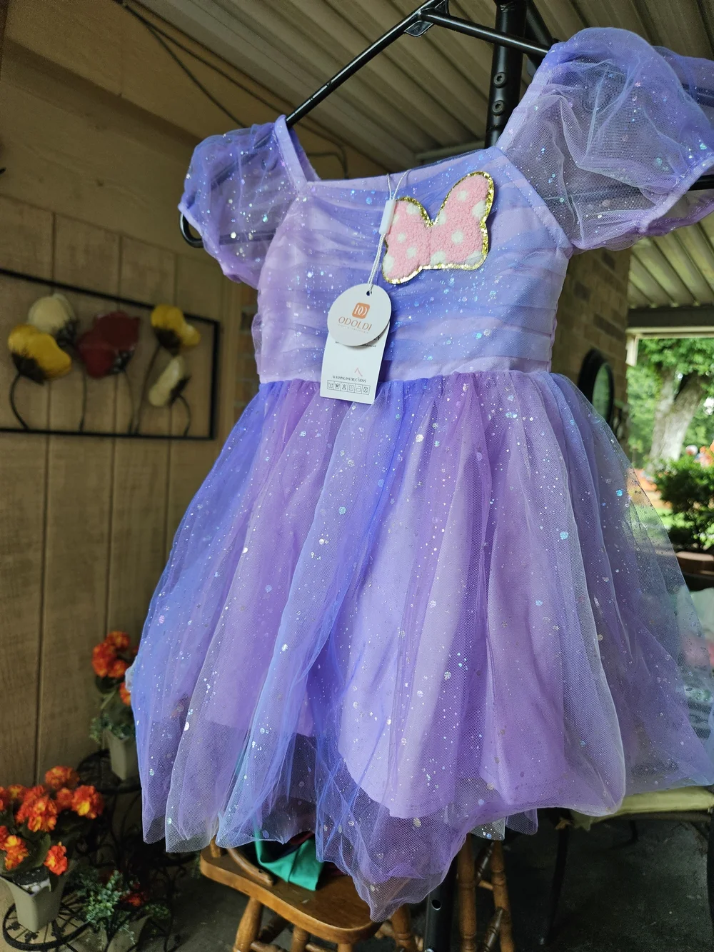 Purple Glitter Tulle Kids Costume Dress